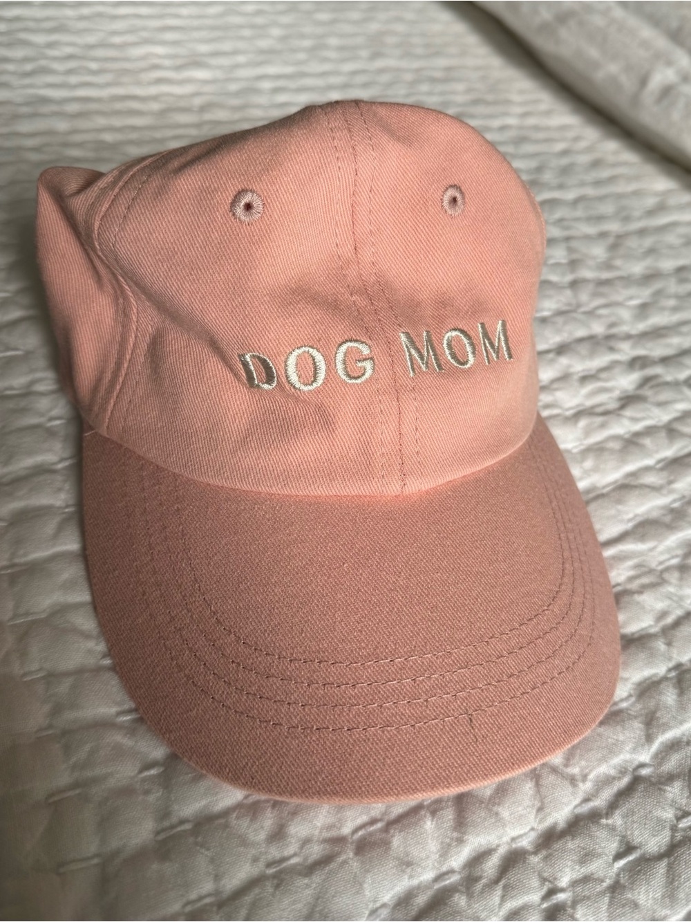 Dog Mom Embroidered Baseball Cap - Pink